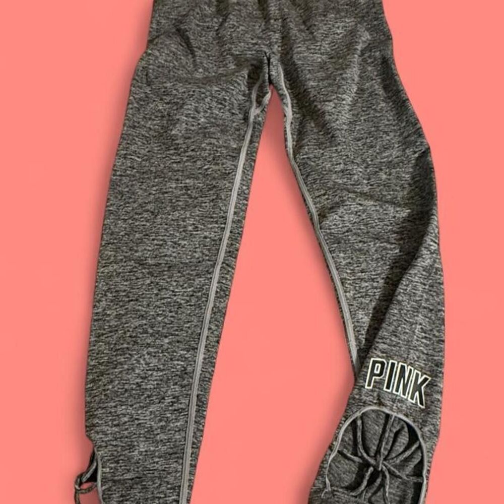 VS PINK Ultimate Seamless Strappy Yoga Leggings Grey Marl Medium NWOT